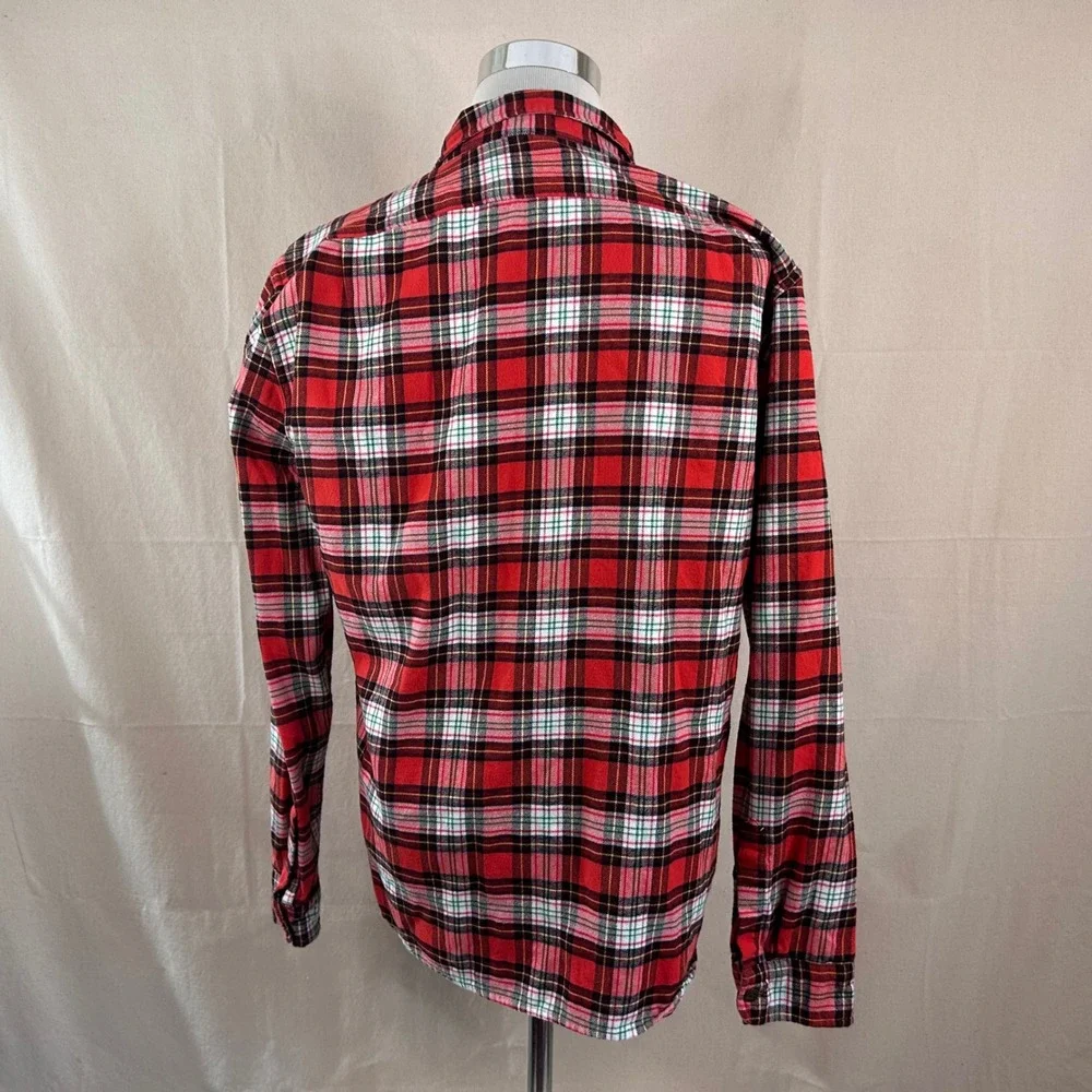J. Crew XL Slim Mid-Weight Flannel Shirt Red Plaid Regenerative Cotton Mens